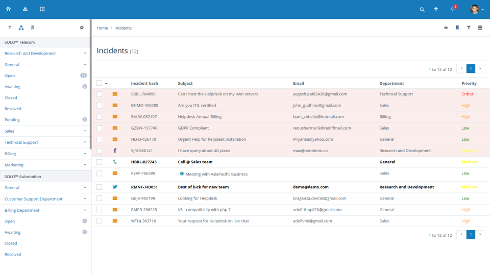 screenshot of Vision Helpdesk